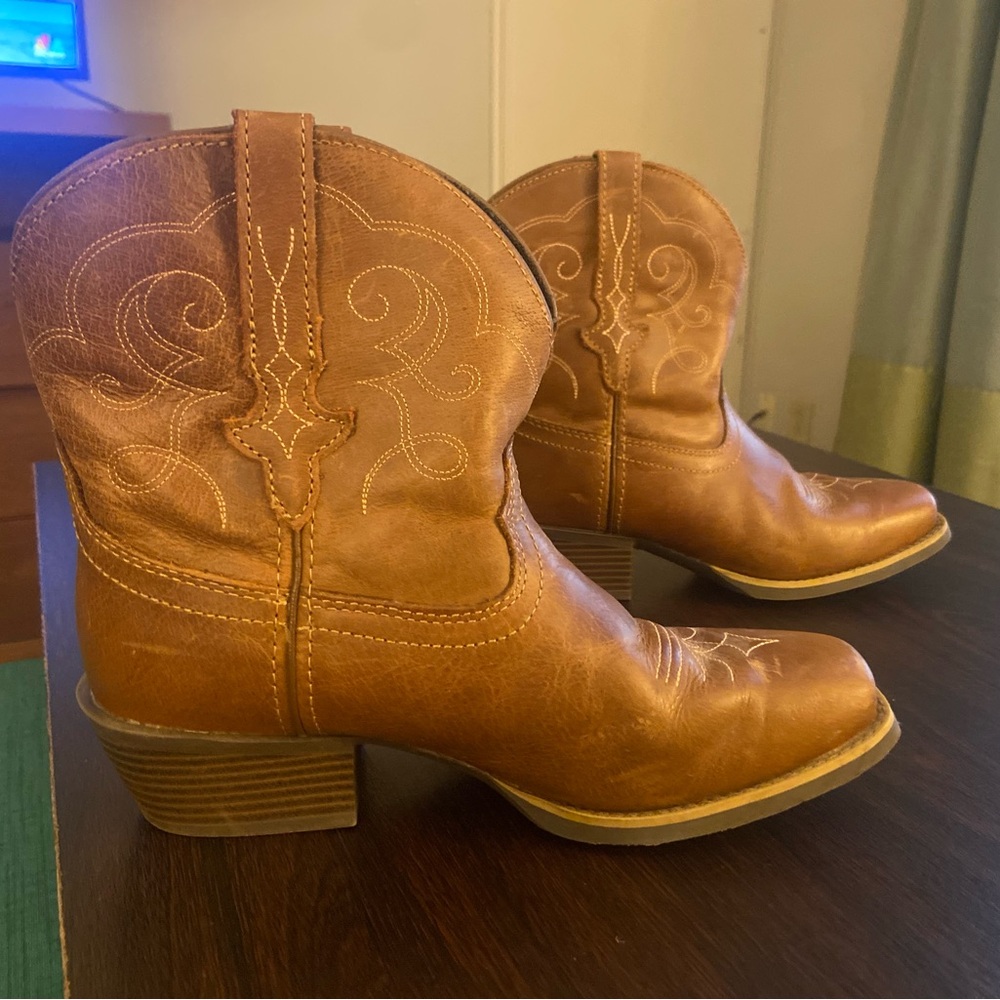 Justin Chellie Womens Tan Cowboy Western Shorty Boots 8.5
